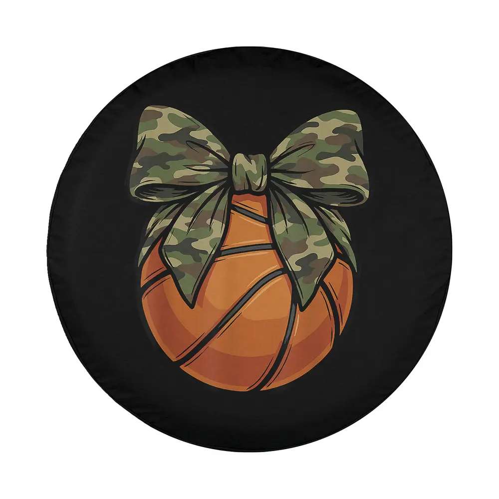 Camo bow basketball coquette basketball mom spare tire cover graphic design only