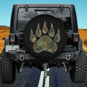 Camo bear claw camouflage spare tire cover for Jeep Cherokee with no camera hole, rugged outdoor style
