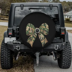 Camo bow hunting camouflage old hunter spare tire cover for Jeep Cherokee with camera hole