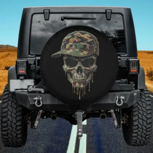 Camo cap skull drip boys ice cream spare tire cover for Land Rover Defender, no camera hole