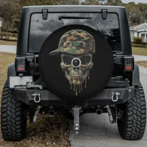Camo cap skull drip boys ice cream spare tire cover for Land Rover Defender, with camera hole