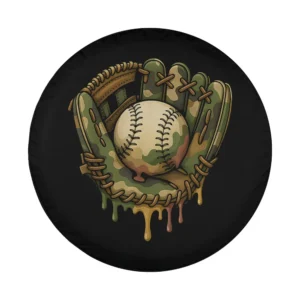 Camo drip baseball glove and camo baseball design spare tire cover for Jeep