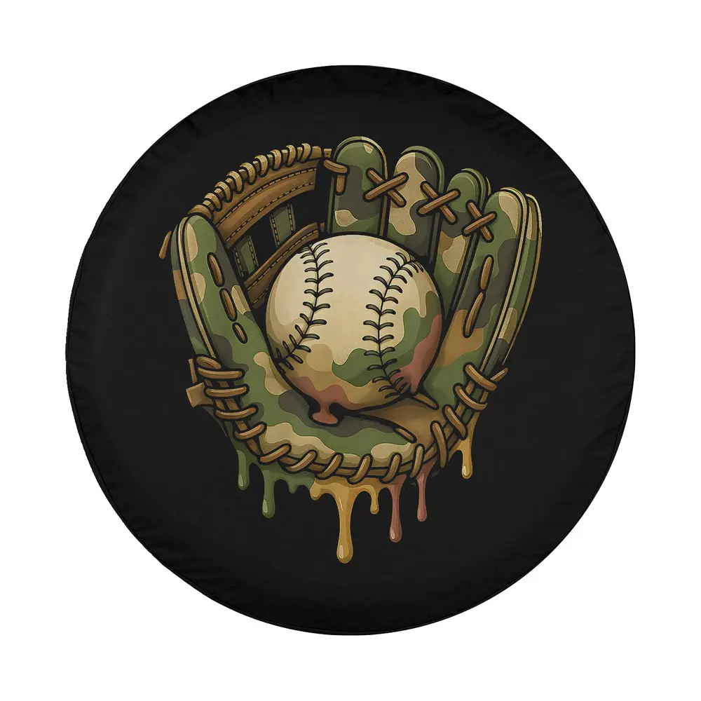 Camo drip baseball glove and camo baseball design spare tire cover for Jeep