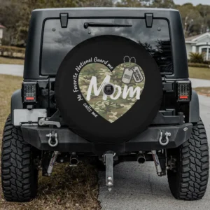 Camo heart dog tags mom national guard spare tire cover with camera hole