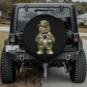 camo hip hop t-rex dinosaur streetwear spare tire cover with camera hole