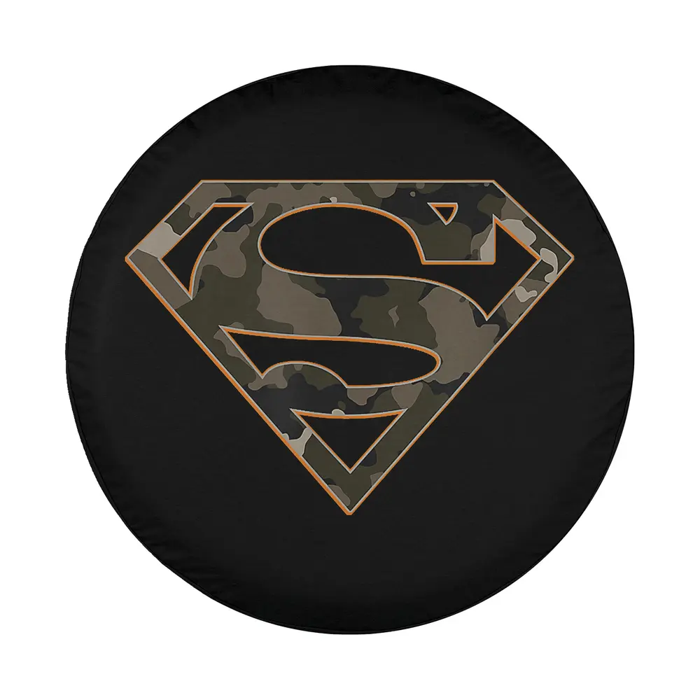 Camo orange outline Superman shield design for spare tire cover Ford Bronco Jeep SUV