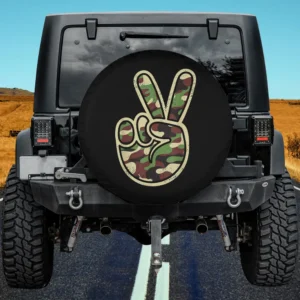 Camo peace sign 2nd birthday toddler spare tire cover for Jeep Gladiator, no camera hole
