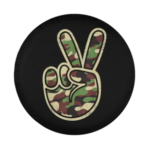 Camo peace sign 2nd birthday toddler tire cover design close-up