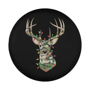 Camo reindeer with Christmas lights deer design for spare tire cover