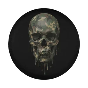 Camo skull drip green tactical military head design for spare tire cover