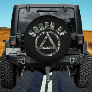 Camo Sober AF AA triangle recovery spare tire cover for Land Rover Defender with no camera hole