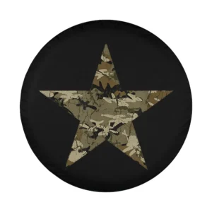 camo star military graphic design for rv spare tire cover closeup