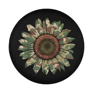 Camo sunflower camouflage nature lover design for spare tire cover closeup