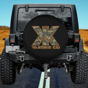 camo X orange outline warrior kid spare tire cover no camera hole
