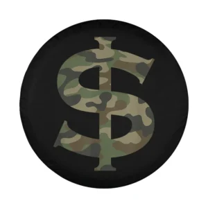 Camouflage dollar sign graphic design for custom spare tire cover