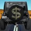 Camouflage Dollar Sign Graphic Jeep Spare Tire Cover No Camera Hole