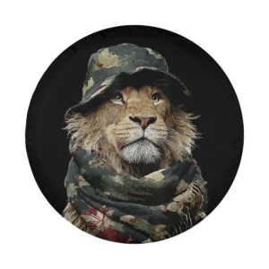 Camouflage hat lion scarf animal hunter wildlife design graphic