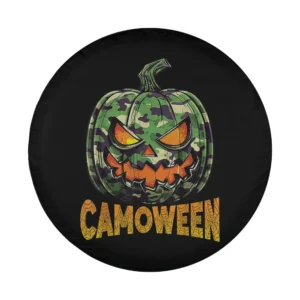 Camouflage scary pumpkin camoween halloween design for Ford Bronco Sport tire cover