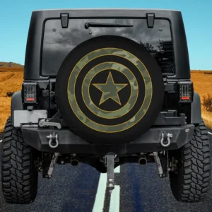 Camouflage star concentric rings captain america spare tire cover no camera hole