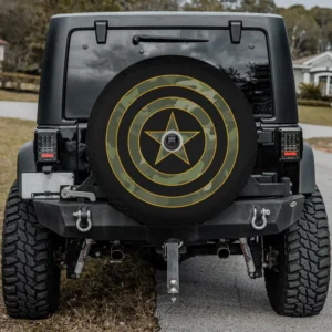 Camouflage star concentric rings captain america spare tire cover with camera hole