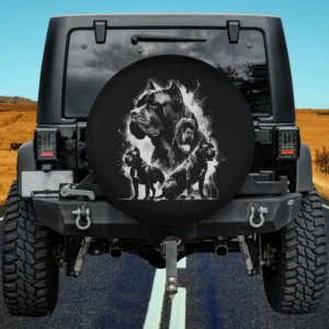 Black White Sketch Cane Corso Vintage Italian Mastiff Spare Tire Cover No Camera Hole