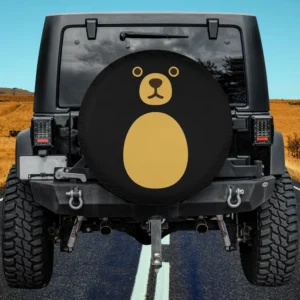 cartoon bear face tan oval belly spare tire cover no camera hole for Jeep