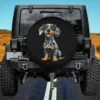 Cartoon dapple dachshund smiling dog lovers spare tire cover with no camera hole