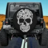 cartoon dog faces skull halloween spare tire cover with no camera hole for Jeep