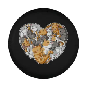 cartoon heart cluster cats valentines day design for spare tire cover