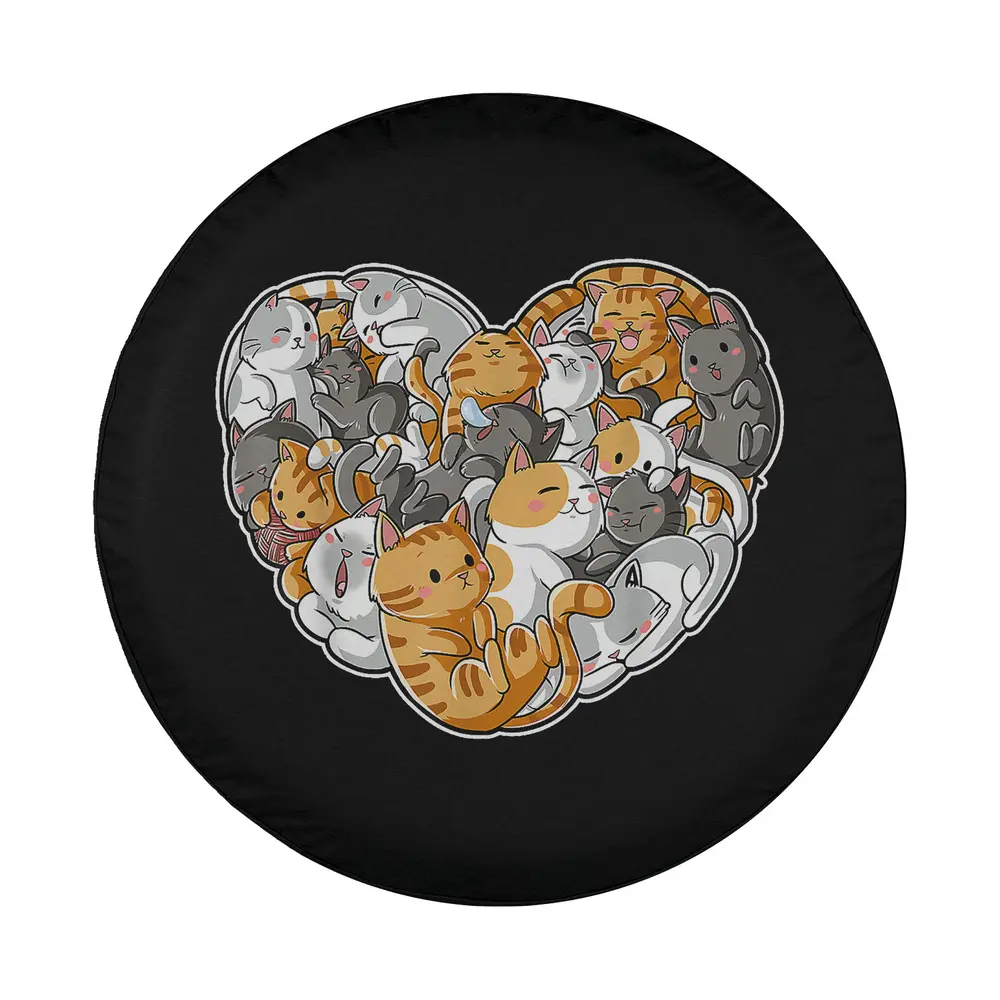 cartoon heart cluster cats valentines day design for spare tire cover