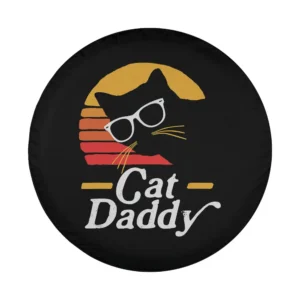 cat daddy retro sunset hipster glasses tire cover design only