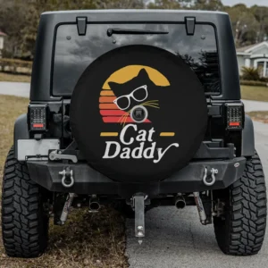 cat daddy retro sunset hipster glasses spare tire cover with camera hole