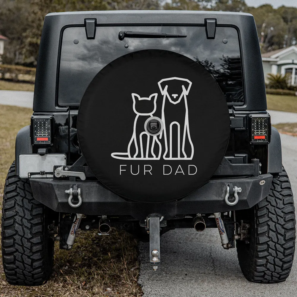 cat dog outline fur dad pet lover spare tire cover with camera hole for Jeep SUV RV