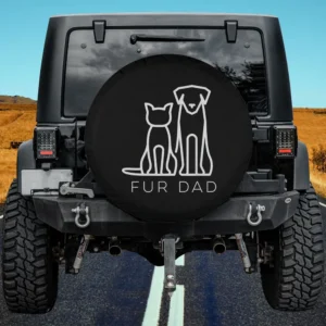 cat dog outline fur dad pet lover spare tire cover no camera hole for Jeep SUV RV