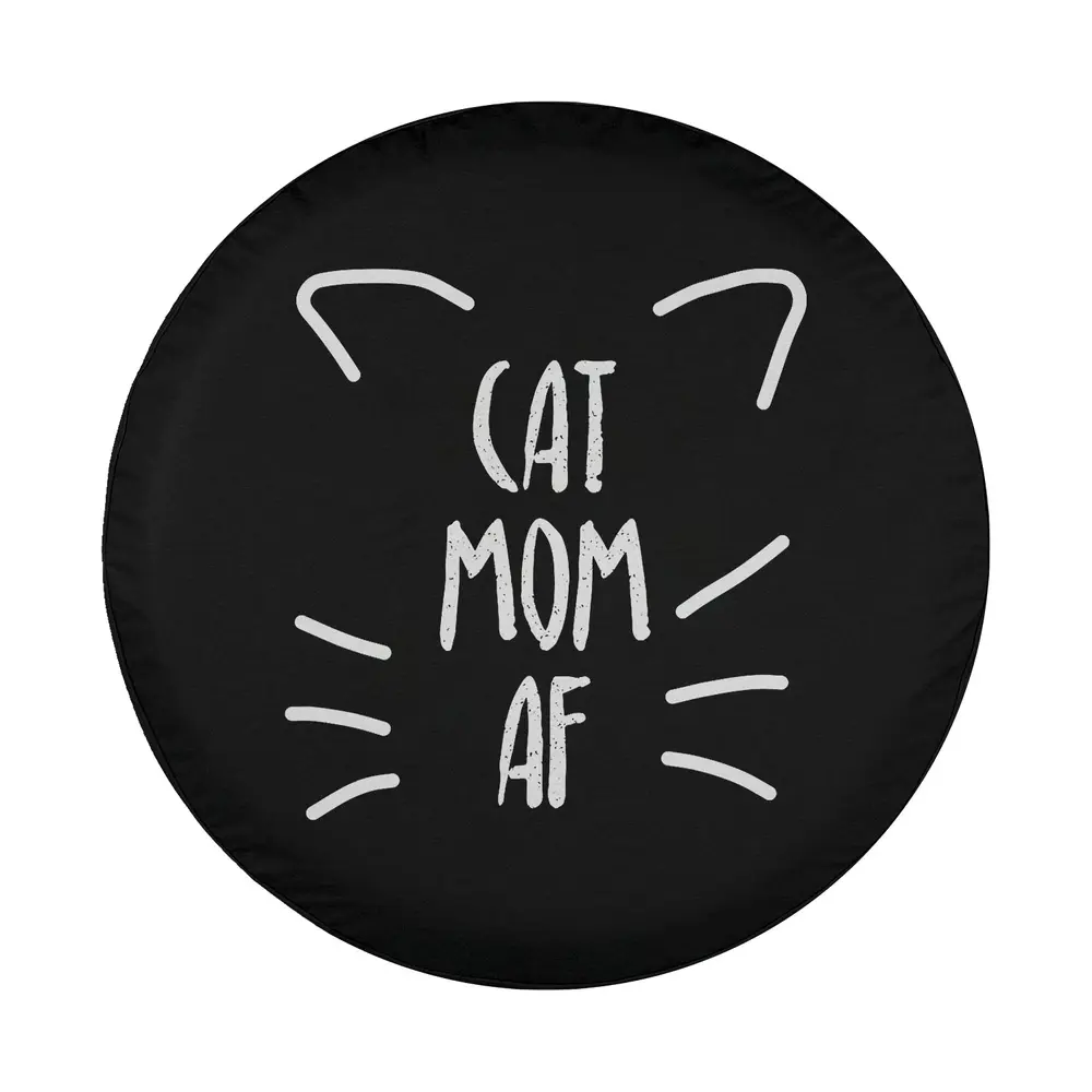 cat ears whiskers cat mom meme design graphic for spare tire cover