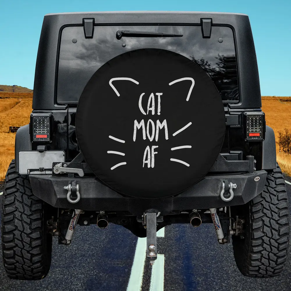 cat ears whiskers cat mom meme spare tire cover no camera hole for Jeep SUV RV