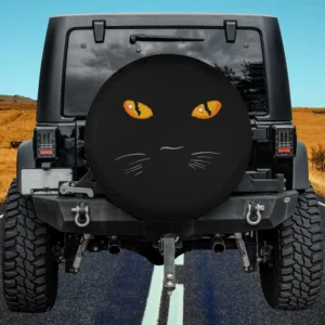 halloween costume spooky cat eyes graphic spare tire cover with no camera hole for Jeep