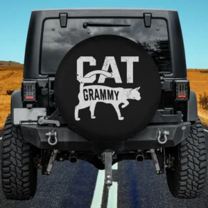 cat grammy silhouette distressed text spare tire cover on jeep for pet owners