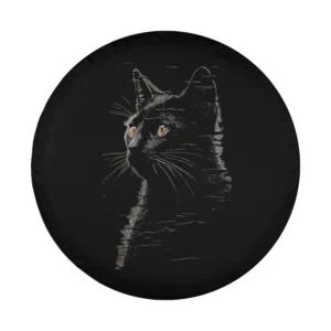 realistic sketch cat illustration silhouette spare tire cover design