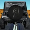 cat illustration silhouette realistic sketch spare tire cover on Jeep
