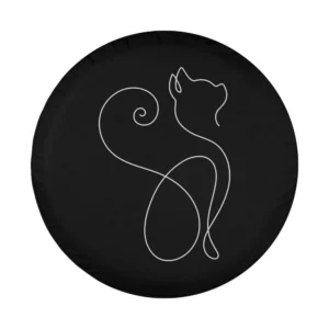 Minimalist cat outline single-line art design for spare tire cover