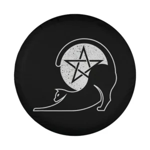 stretching cat pentagram moon wiccan witch design only artwork