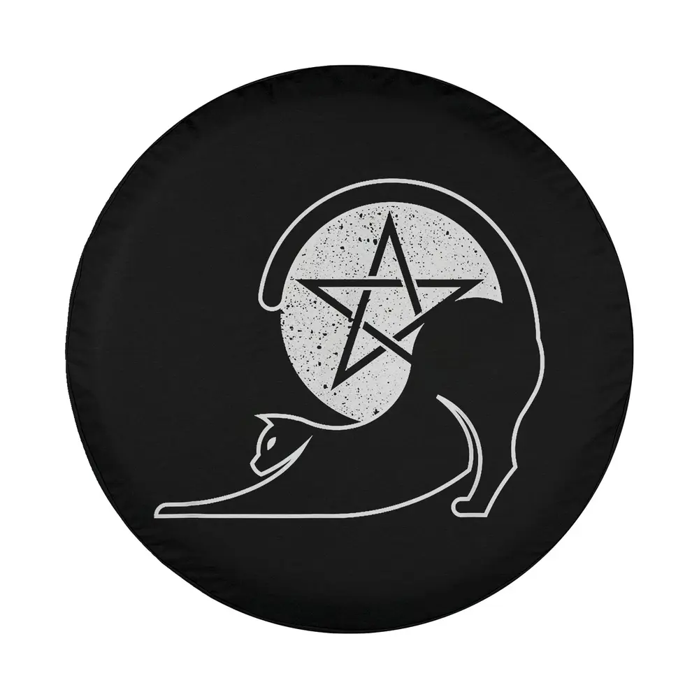 stretching cat pentagram moon wiccan witch design only artwork