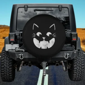 distressed cat pumpkin face jack o lantern spare tire cover for Jeep SUV RV