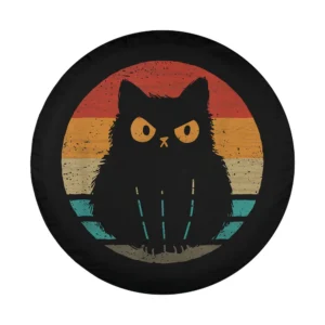 black cat retro sunset vintage distressed graphic design only