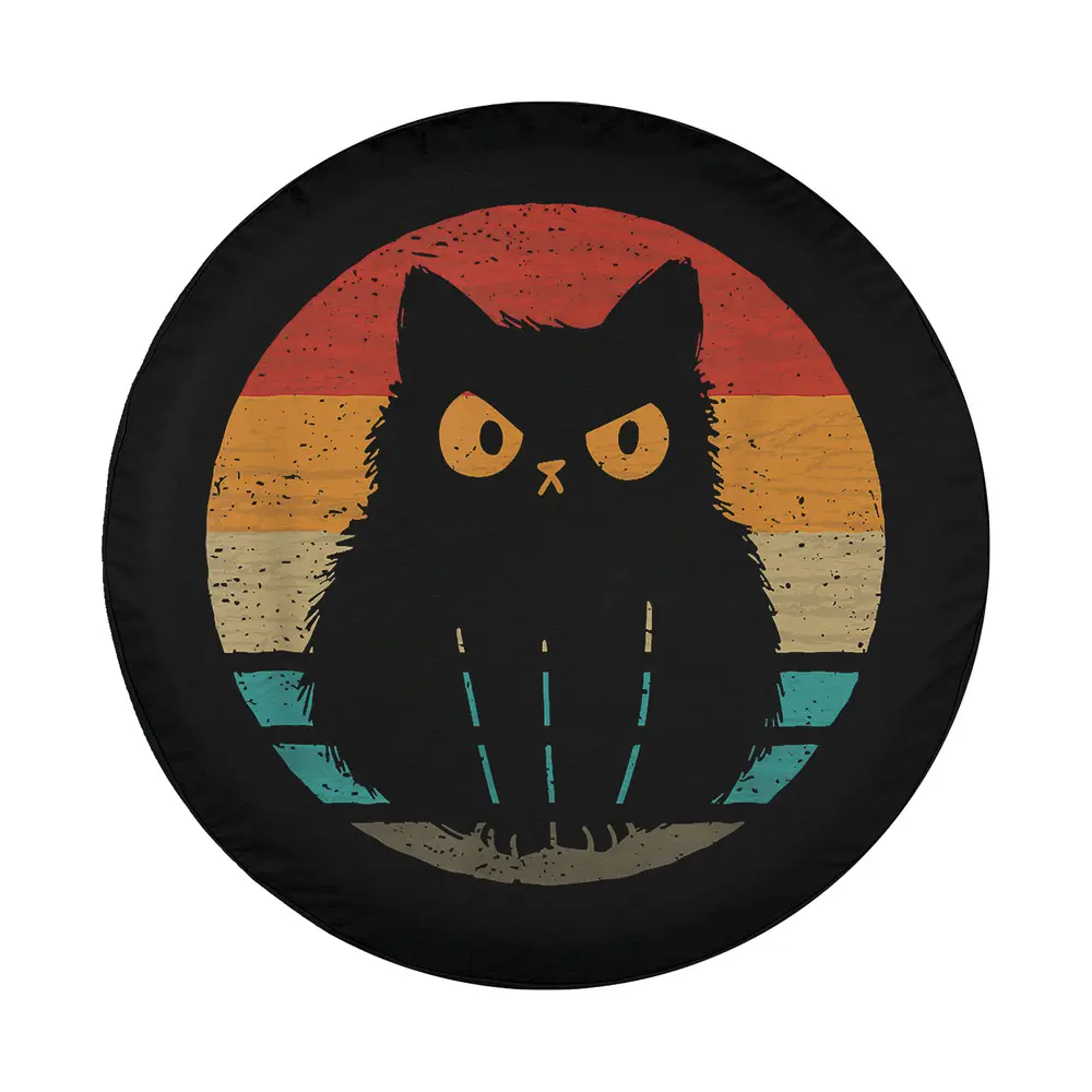 black cat retro sunset vintage distressed graphic design only