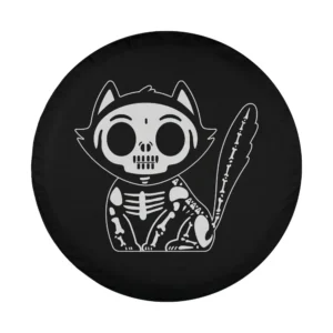 cat skeleton kitten skull halloween design for spare tire cover