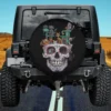 cartoon cats skull kitty skeleton halloween spare tire cover with no camera hole for Jeep, SUV, RV