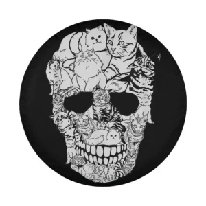 black and white cat skull kitty skeleton halloween costume skull cat design illustration