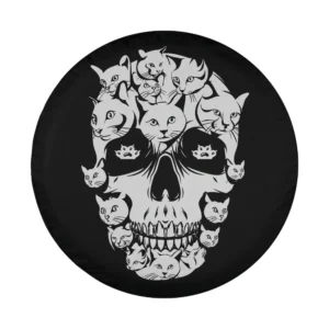 Halloween tire cover design with skull made of cat faces for Jeep or RV
